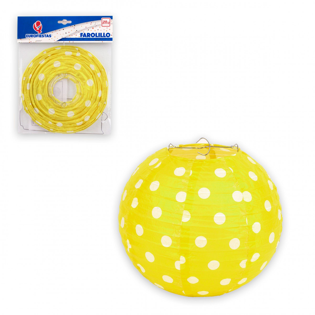 Lanterna redonda potes amarelos 20cm