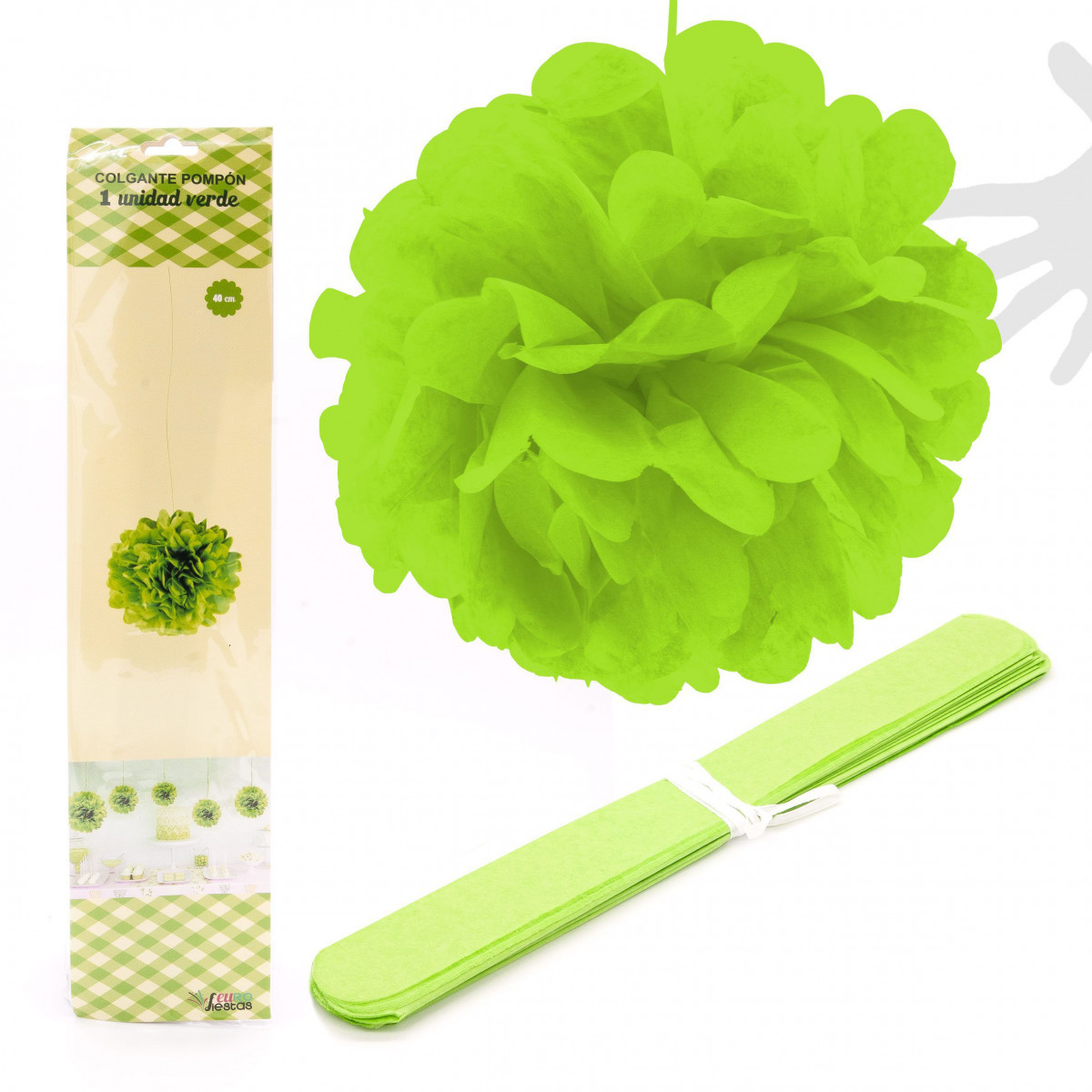 Pingente pompom 1u.40cm verde