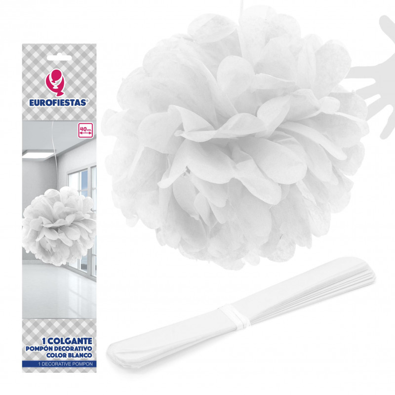 Pompon golgante 1u.40cm cor branca