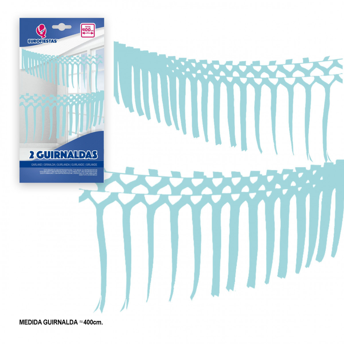 Guirlanda tiras de papel 2x2m azul