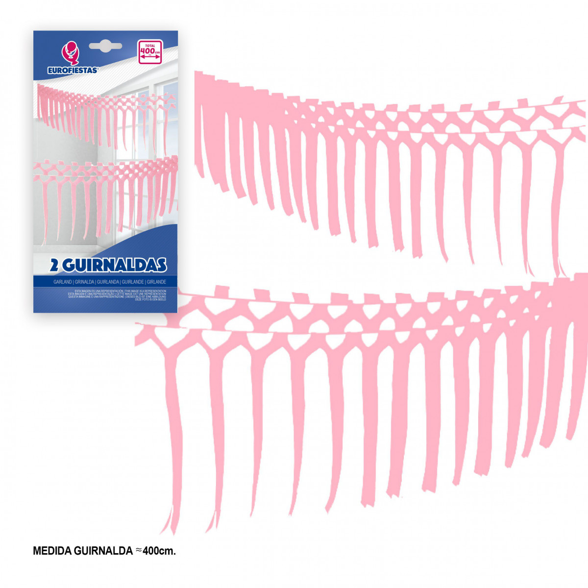 Guirlanda tiras de papel 2x2m rosa