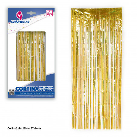Cortina franja 2x1 bolinhas douradas