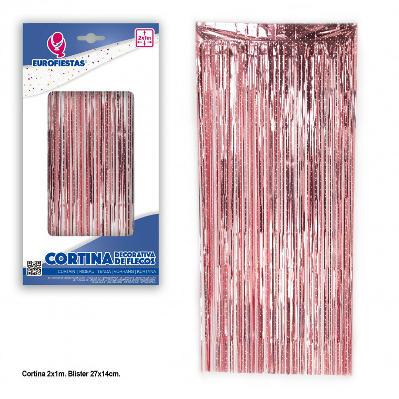 Cortina franjas 2x1 estrelas rosa