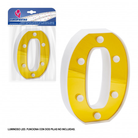 Número LED 16cm dourado 0