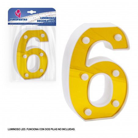 Número LED 16cm dourado 6