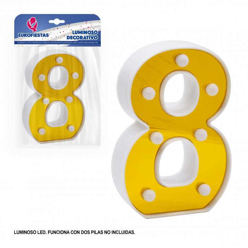 Número LED 16cm dourado 8