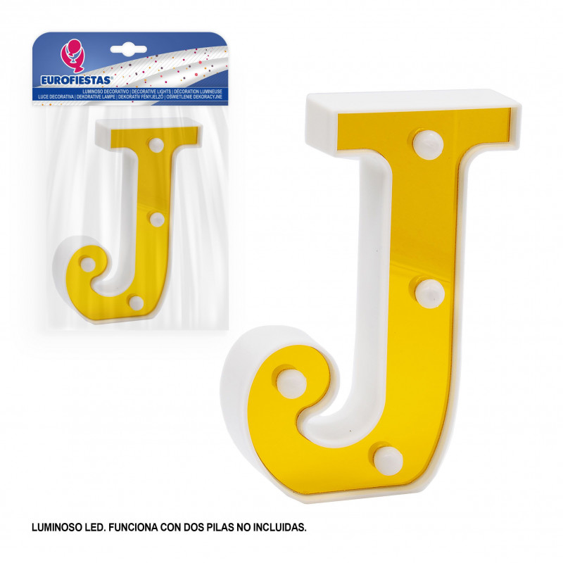 Letra LED 16cm ouro j