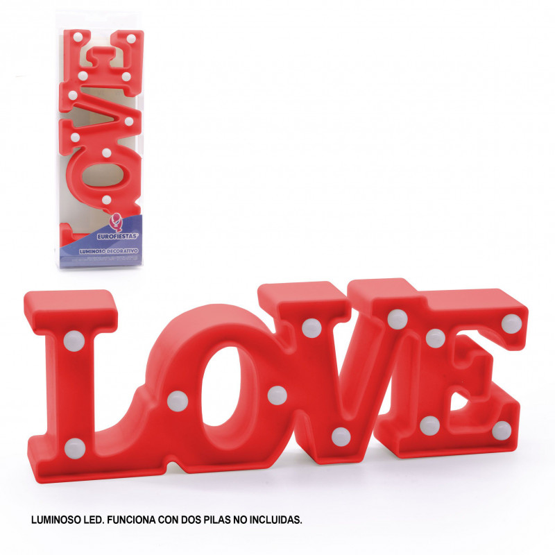 Figura LED amor vermelho