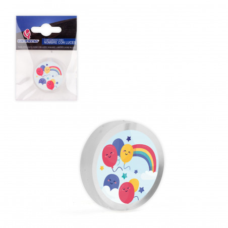 Nomeie balões de arco-íris com círculo led