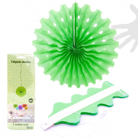 Conjunto de 3 pompons verdes decorativos para pendurar 40 cm.