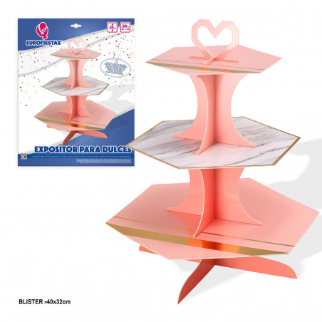 Expositor de doces poligonal rosa pastel