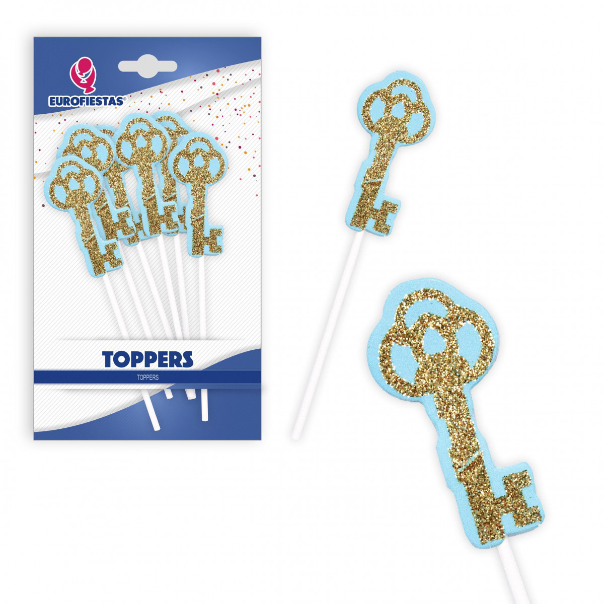 Topper de chave com borda azul