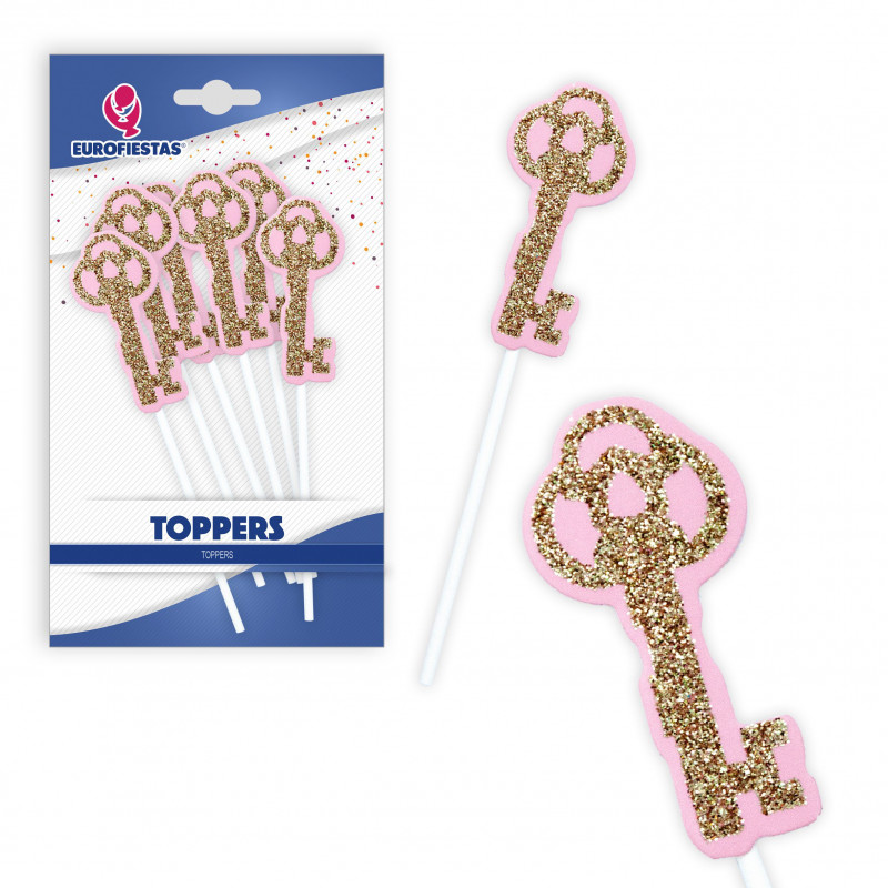 Topper chave borda rosa
