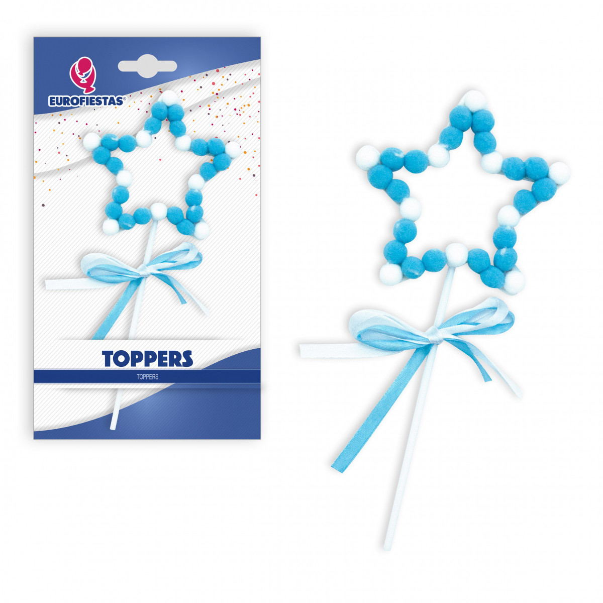Topper estrela pompom azul