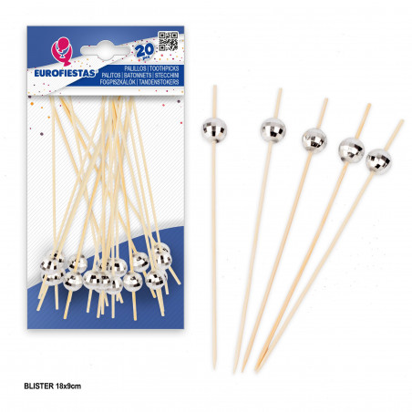 20 palitos 12cm bolas disco