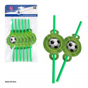 Pacote com 6 canudos de plástico decorados com bolas de futebol