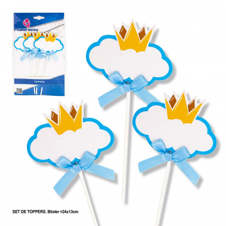 Toppers nuvem coroa azul