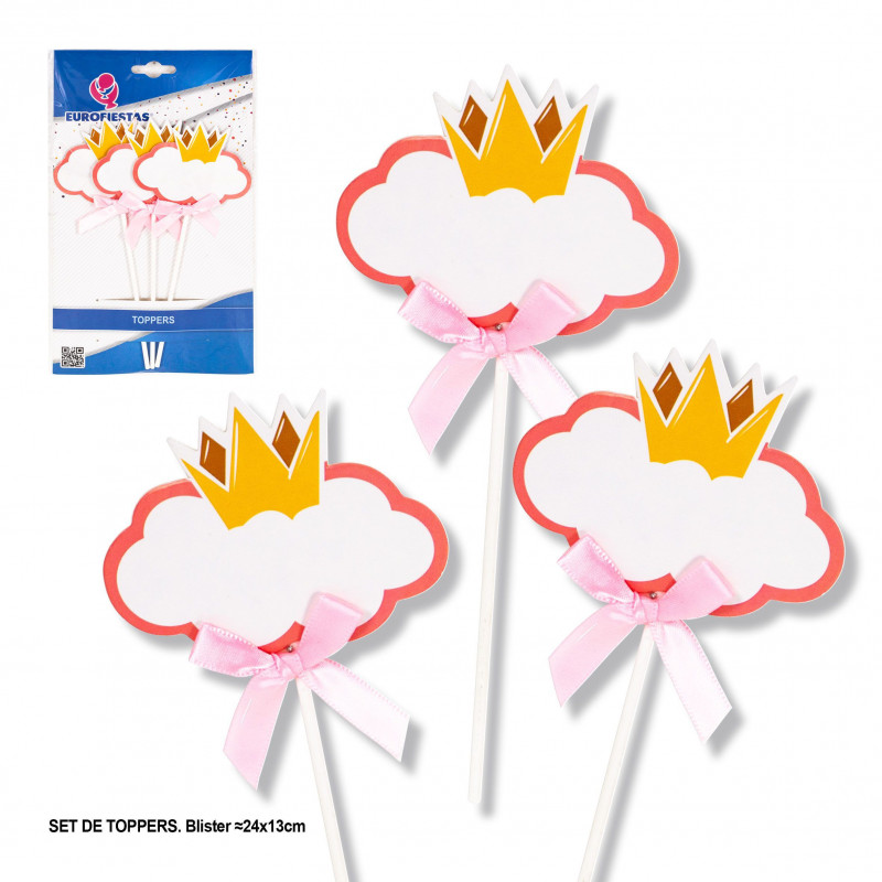 Toppers de coroa de nuvem rosa