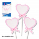 Toppers coração com laço rosa