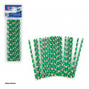 Canudos de Papel com Design de Futebol Pacote com 20 para Festas