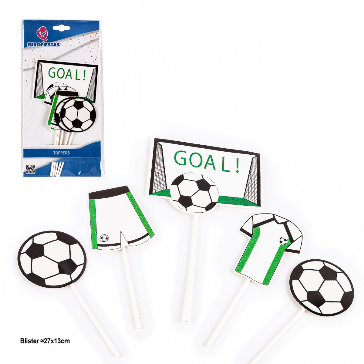 Toppers de Futebol Pacote com 5 Decorações para Bolos, Cupcakes e Sobremesas