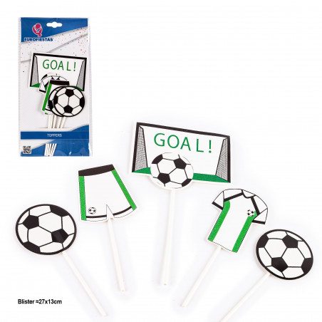 Toppers de Futebol Pacote com 5 Decorações para Bolos, Cupcakes e Sobremesas