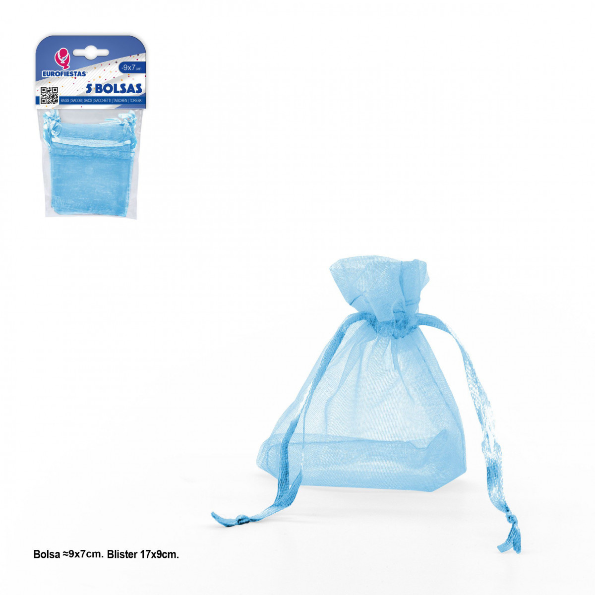 Bolsa de poliéster 5 90x70mm celeste