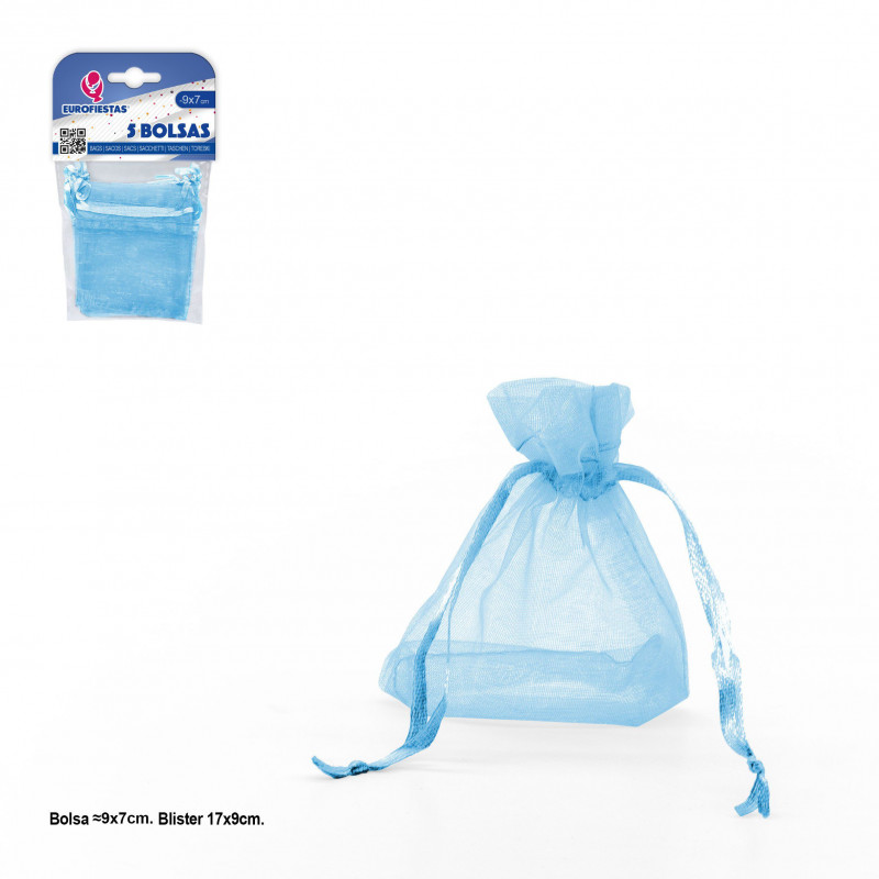Bolsa de poliéster 5 90x70mm celeste
