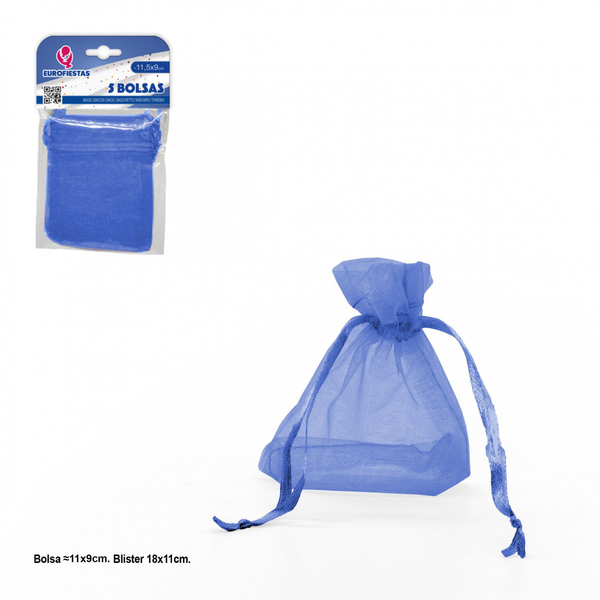Bolsa de poliéster 5 115x90mm azul