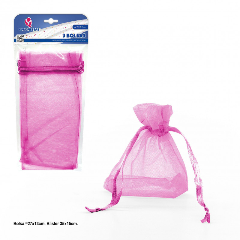 Bolsa de poliéster 3 270x130mm rosa