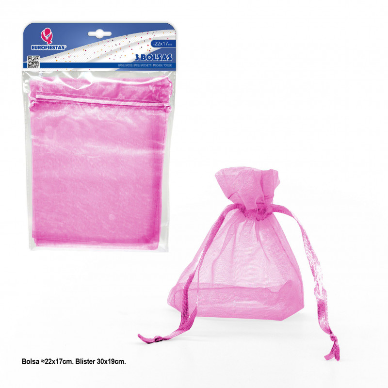 Bolsa de poliéster 3 220x170mm rosa