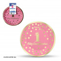 Prato 18cm feliz 1º aniversário coleção rosa