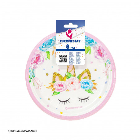 Prato coleção unicórnio rosa 18cm