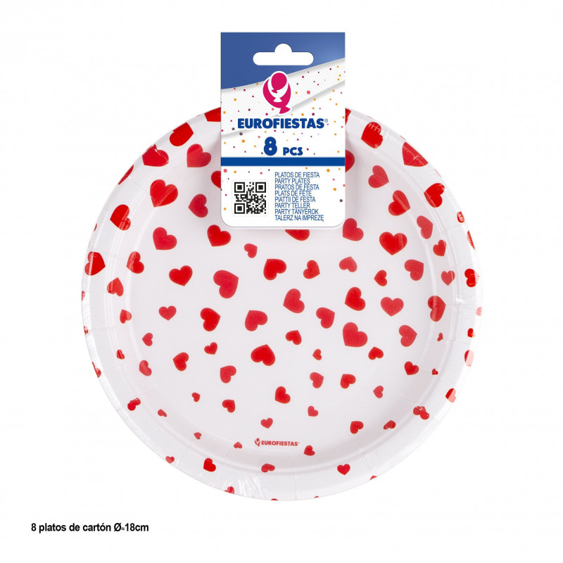 Prato 8pcs 18cm com corações chuva love