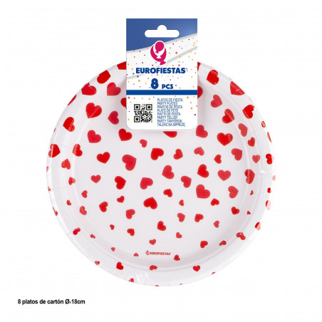 Prato 8pcs 18cm com corações chuva love