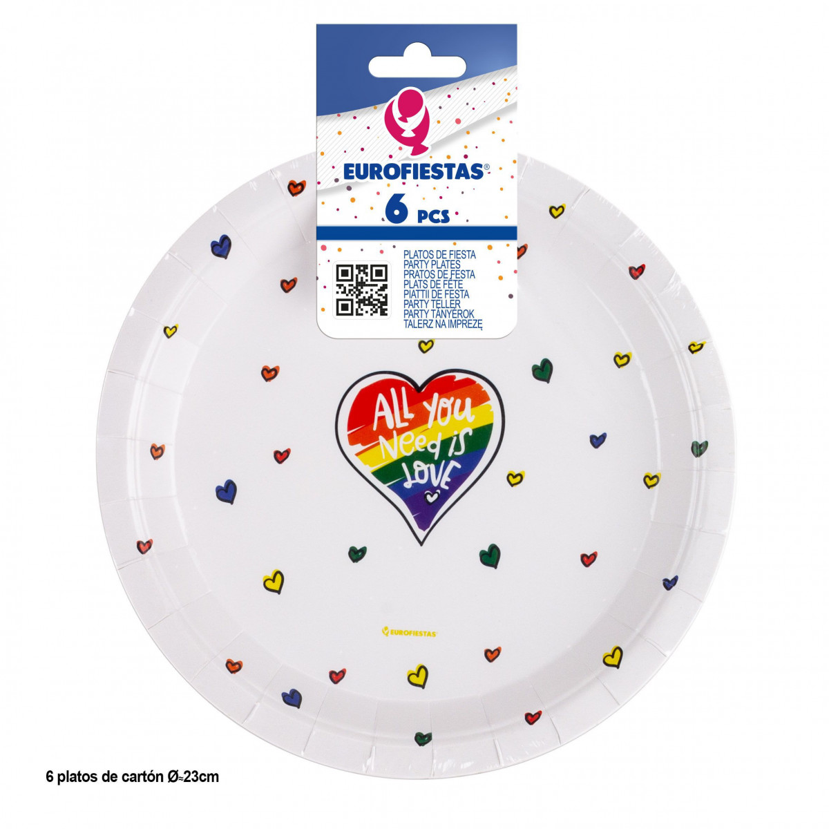 Prato 6pcs 23cm col tudo que você precisa é amor orgulho