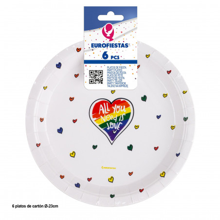 Prato 6pcs 23cm col tudo que você precisa é amor orgulho
