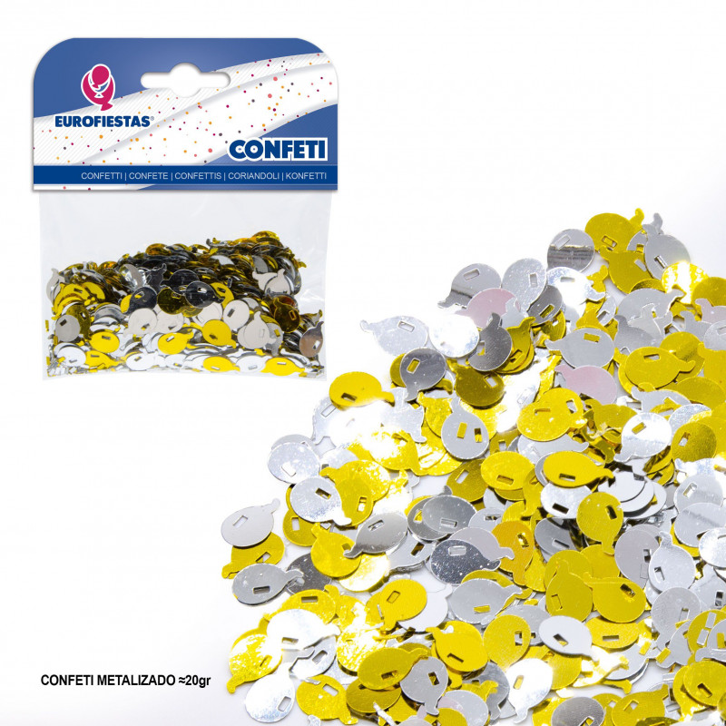 Confete Metalizado Dourado e Prateado 20g de Glitter para suas Festas