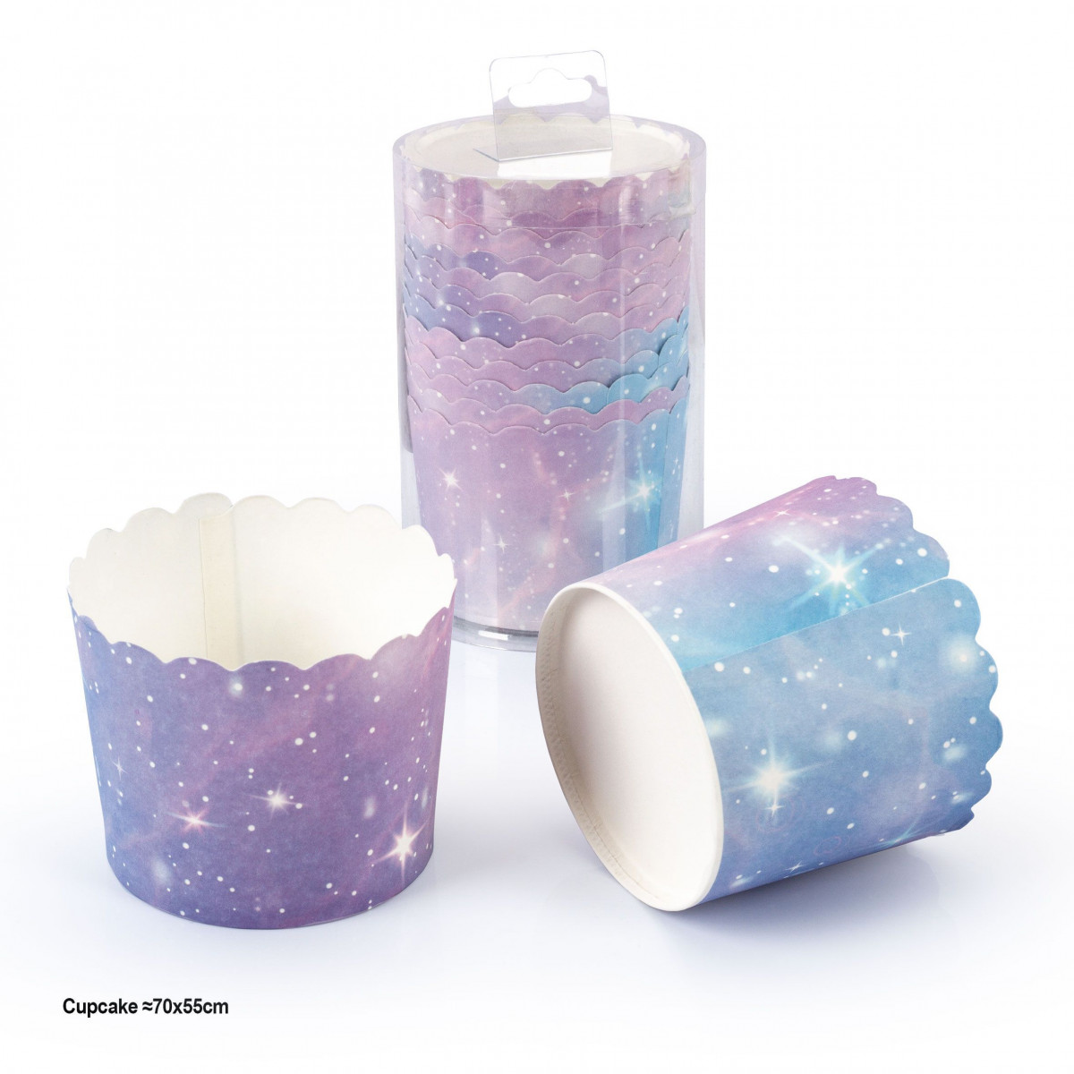 Forma para cupcakes 12pcs rosa azul estrela