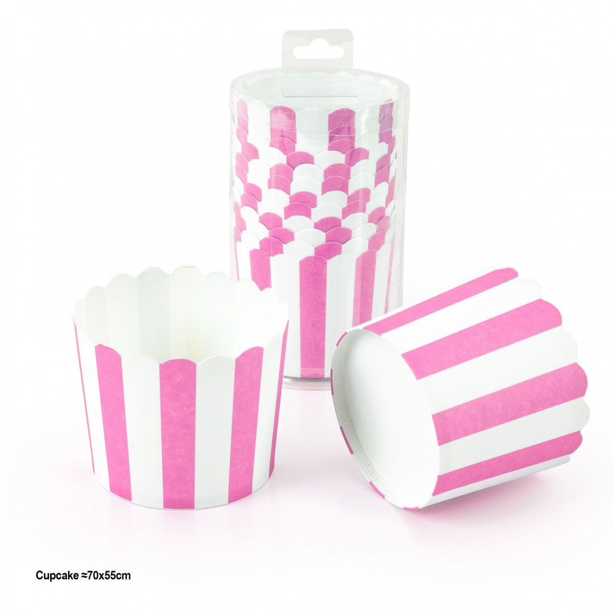 Molde para cupcakes 12pcs 70x55mm listras rosas