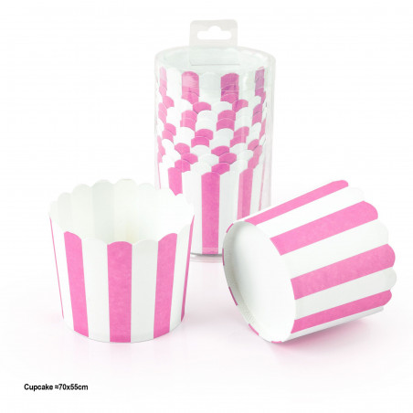 Molde para cupcakes 12pcs 70x55mm listras rosas