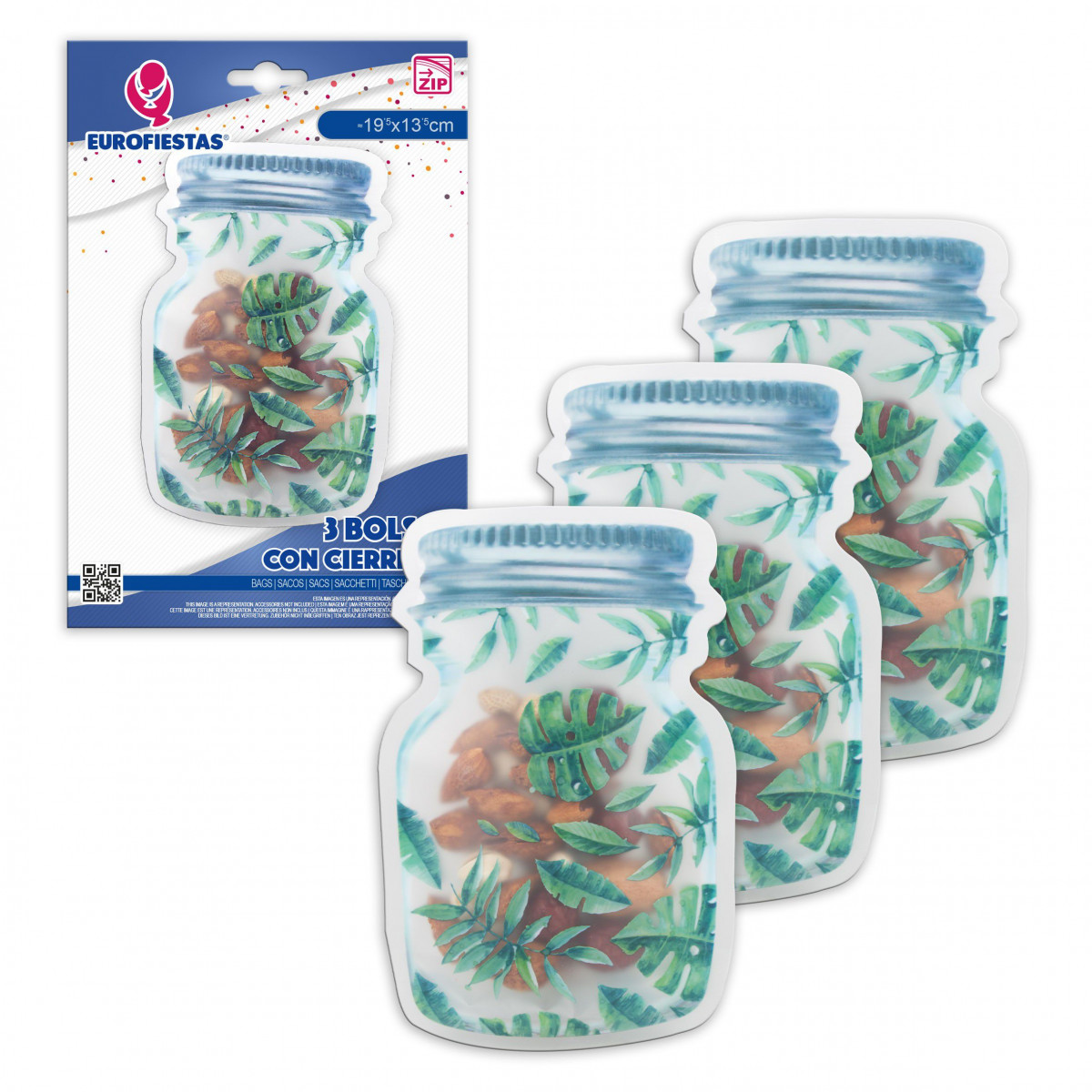 Zip bag 3pcs frasco folhas verdes med