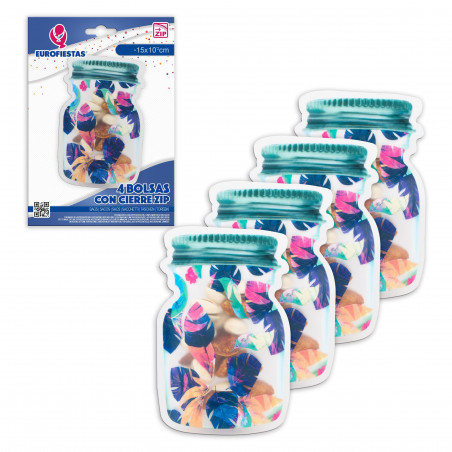 Bolsa zip 4pcs pote folhas azuis pequenas
