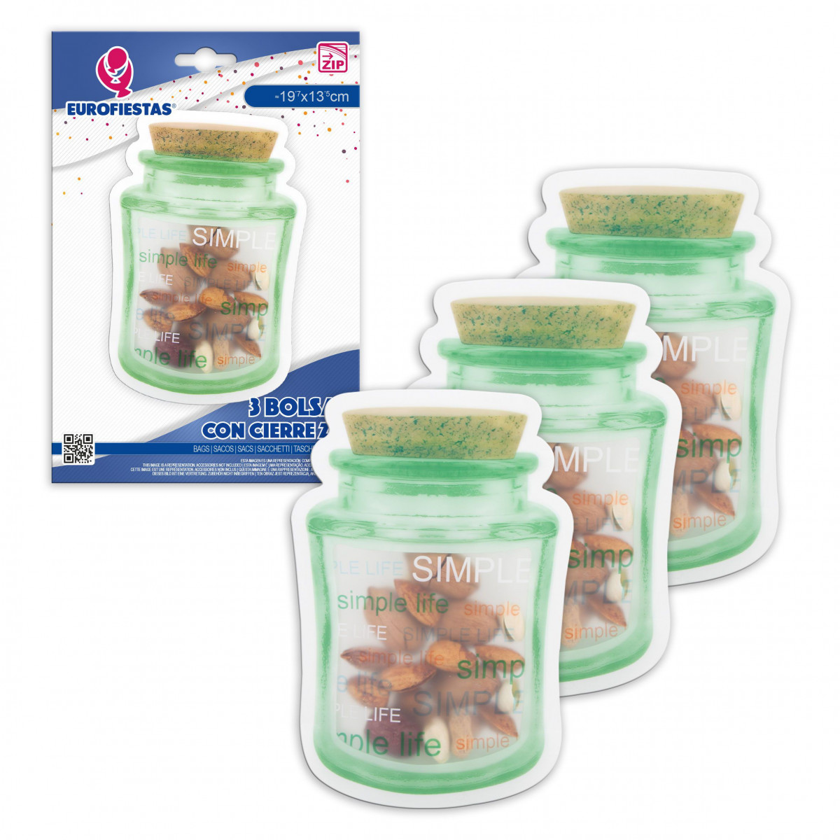 Zip bag 3pcs garrafa com cortiça med