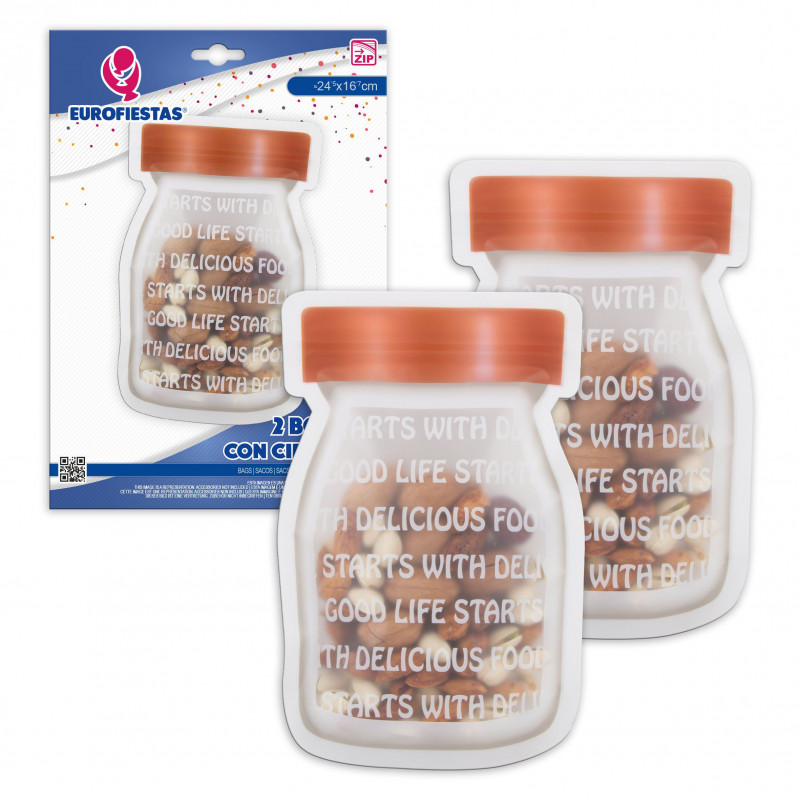 Zip bag 2pcs frasco com letras gr