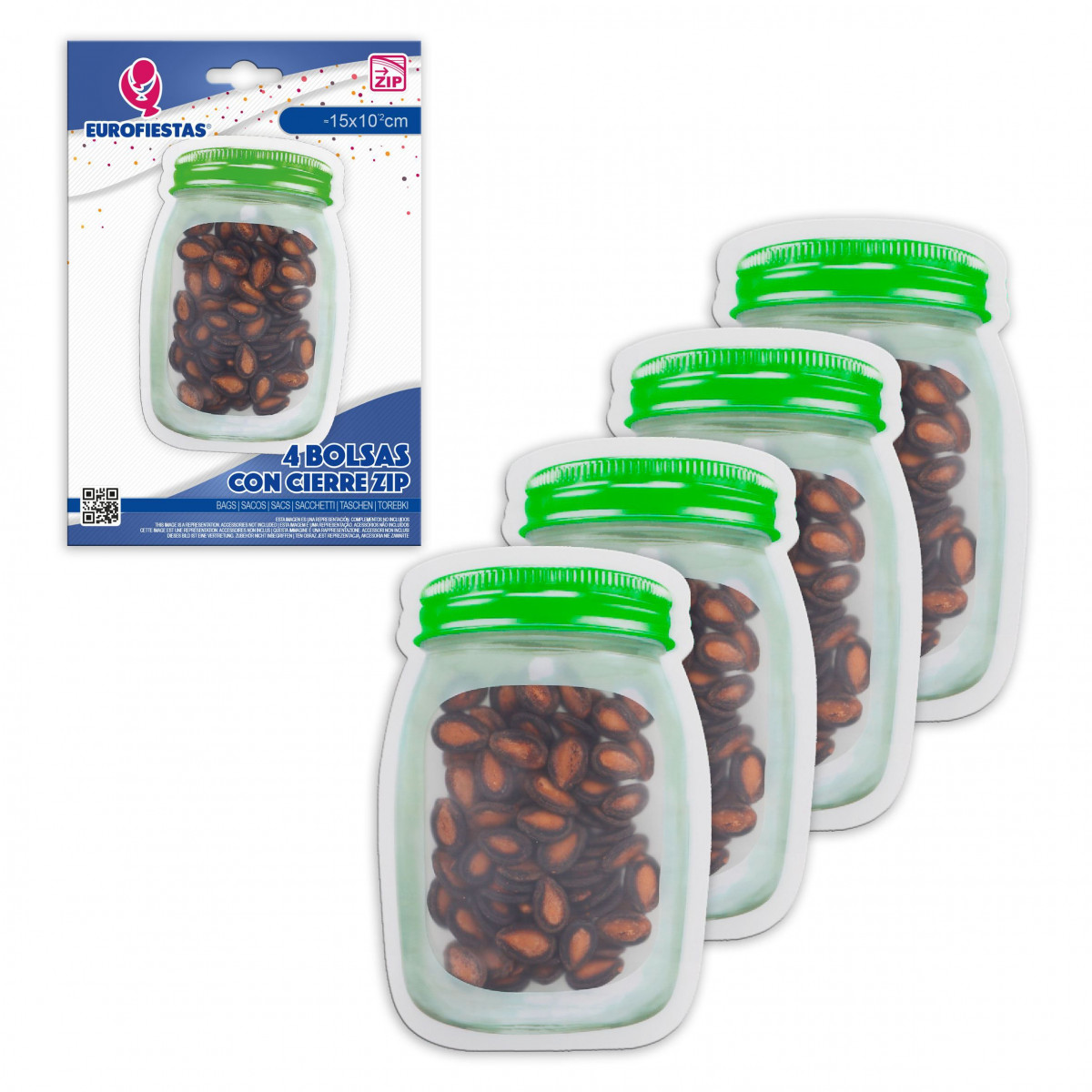 Bolsa zip 4pcs pote rosca pequeno
