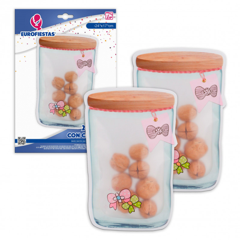 Zip bag 2pcs laços garrafa gr