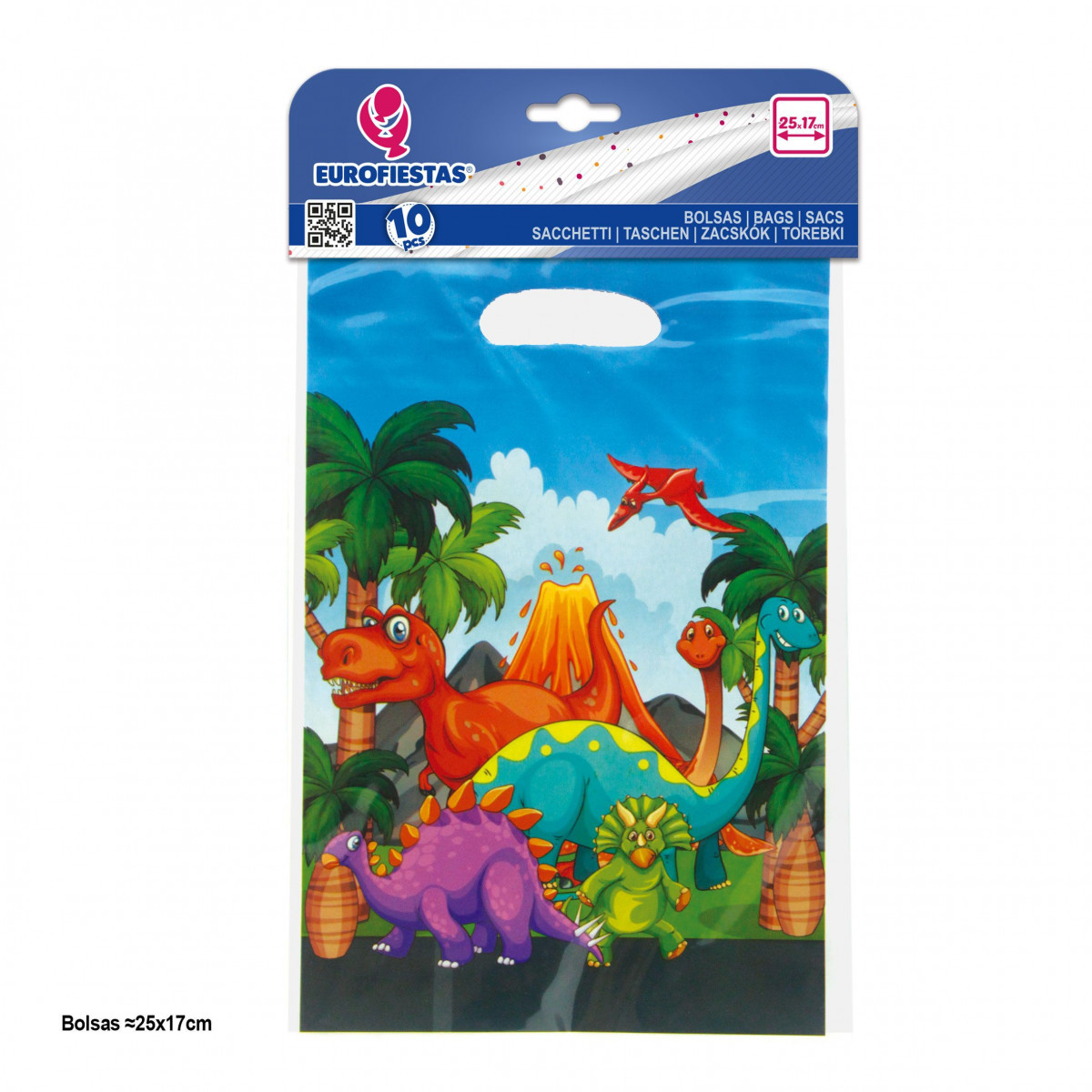 10 sacos 25x16 5cm dinossauros