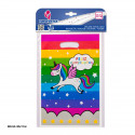 10 sacolas plásticas arco-íris feliz aniversário 25x16.5cm balões