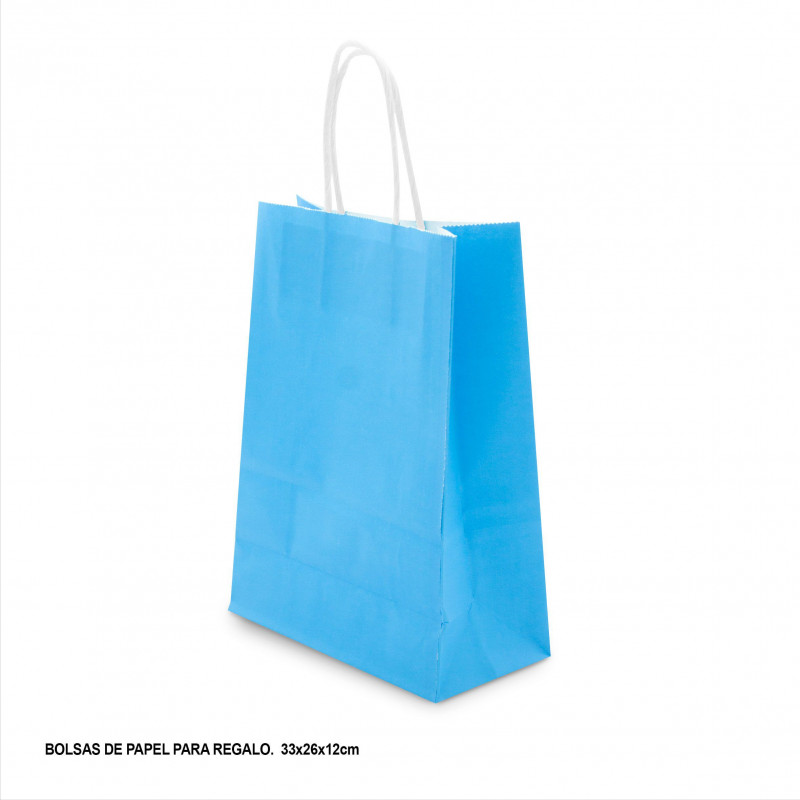 Sacola de papel 33x26x12cm azul claro